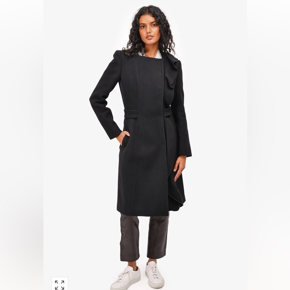 PRADA BLACK VIRGIN WOOL PEACOAT